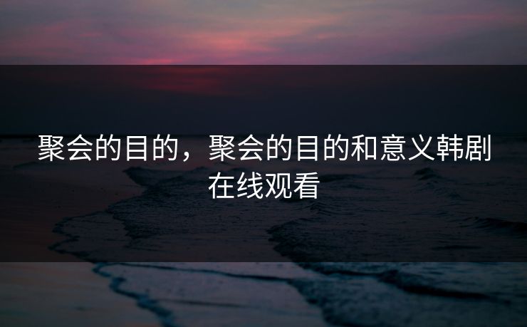 聚会的目的，聚会的目的和意义韩剧在线观看