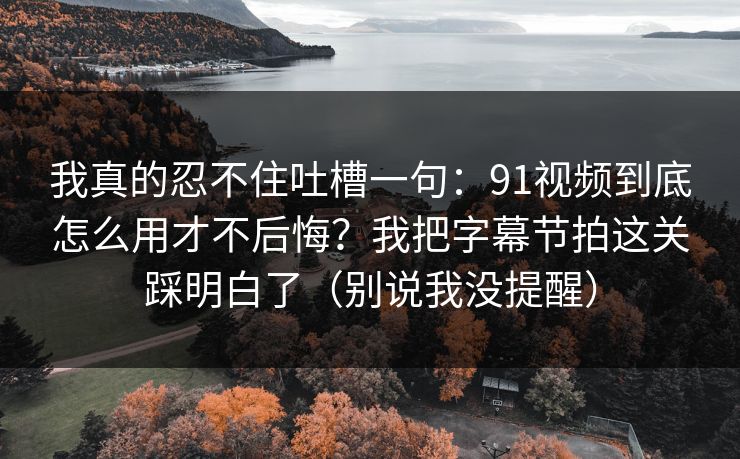 我真的忍不住吐槽一句：91视频到底怎么用才不后悔？我把字幕节拍这关踩明白了（别说我没提醒）