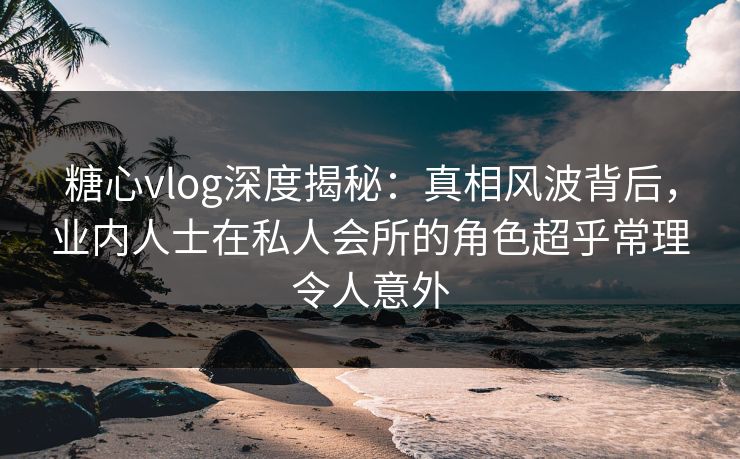 糖心vlog深度揭秘：真相风波背后，业内人士在私人会所的角色超乎常理令人意外